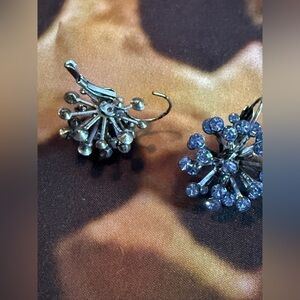 Silver and Blue/ Purple Starburst Crystal Earrings